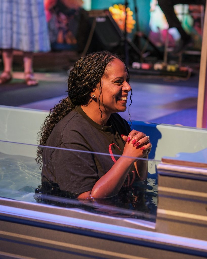 Woman getting baptized at Grace Point Church