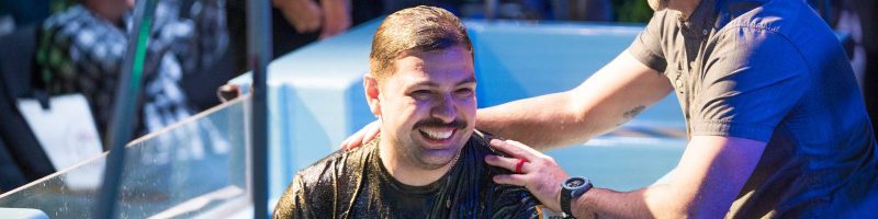 man getting baptized at Grace Point Church Las Vegas
